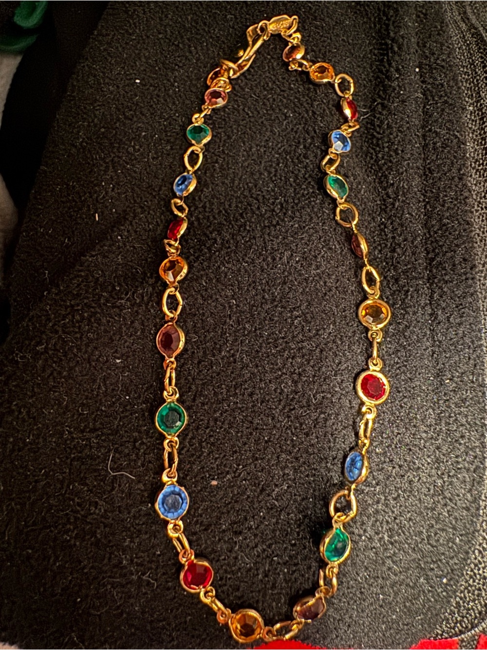 Gold-plated Multicolor Gemstone Link Anklet/Ankle bracelet - Women Jewelry